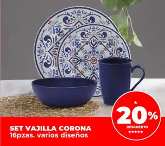 Supermayorista Vital Set Vajilla Corona 16pzas varios diseños oferta