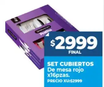 Supermayorista Vital Set Cubiertos de Mesa Rojo x 16pzas oferta