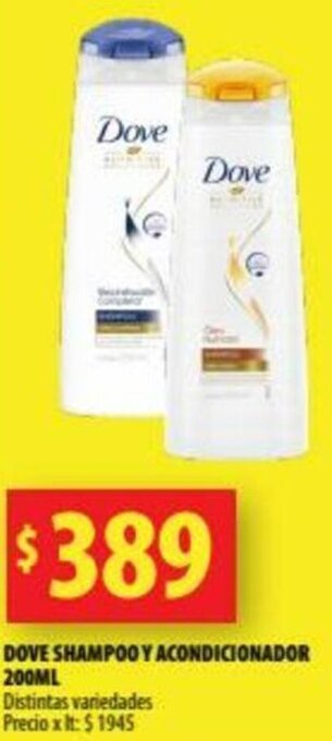 Punto Mayorista Dove Shampoo Y Acondicionador 200ml oferta
