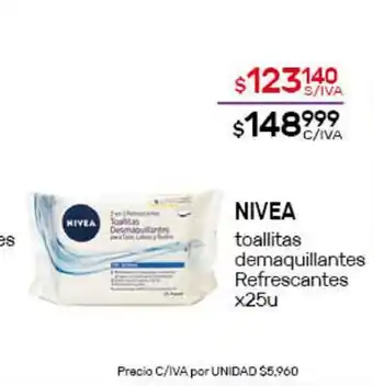 Nini Mayorista Nivea toallitas demaquillantes Refrescante x25u oferta