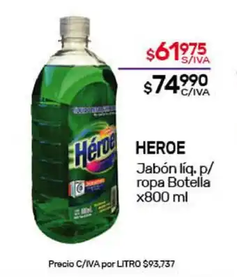 Nini Mayorista Heroe Jabón líq. p/ropa Botella x800ml oferta