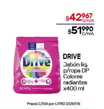 Nini Mayorista Drive Jabón Líquido p/ropa DP Colores radiantes x400ml oferta