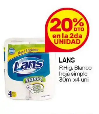 Nini Mayorista 20% dto Lans Blanco Hoja SImple P.Hig. 30m x 4 uni. oferta