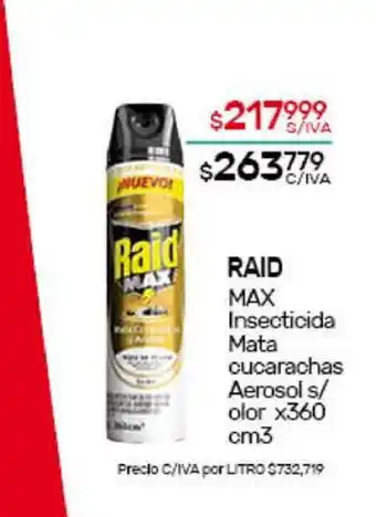 Nini Mayorista Raid Max Insecticida Mata oucarachas Aerosol s/olor x360 cm3 oferta
