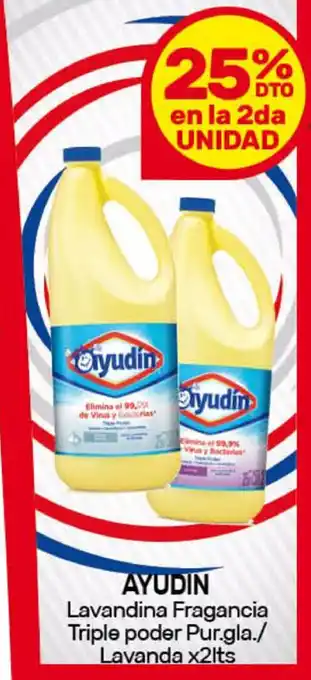 Nini Mayorista 25% dto Ayudin Lavandina Fragancia Triple poder Pur.gla./Lavanda x2 lts oferta
