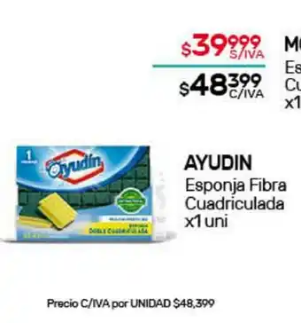 Nini Mayorista Ayudin Esponja Fibra Cuadriculada x1 uni oferta