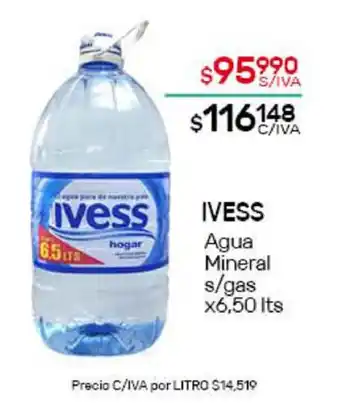 Nini Mayorista Ivess Agua Mineral s/gas x6,50 lts oferta