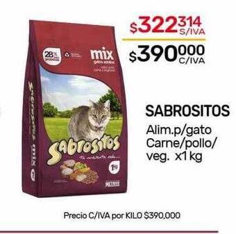 Nini Mayorista Sabrositos alim. p gato carne pollo veg. oferta