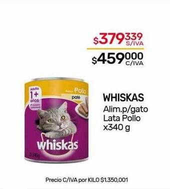 Nini Mayorista Whiskas alim. p gato lata pollo oferta