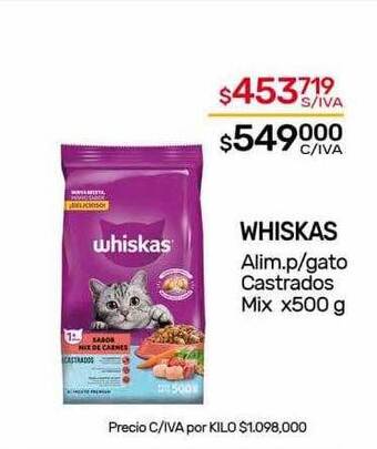 Nini Mayorista Whiskas alim. p gato castrados mix oferta