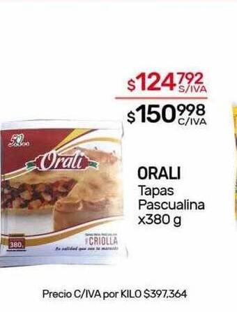 Nini Mayorista Orali tapas pascualina oferta