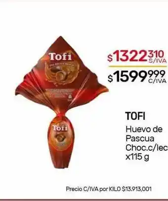 Nini Mayorista Tofi huevo de pascua choc. c lec oferta