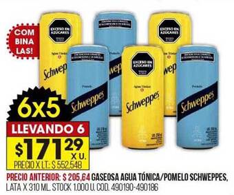 Coto Gaseosa agua tónica pomelo schweppes oferta