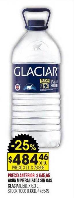 Coto Agua mineralizada sin gas glaciar oferta
