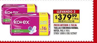 Coto Toallas femeninas normal kotex oferta