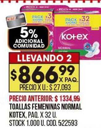 Coto Toallas femeninas normal kotex oferta