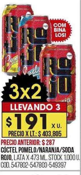 Coto Cóctel pomelo naranja soda rojo oferta
