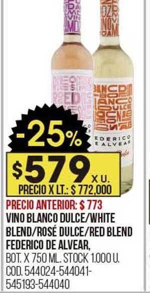 Coto Vino blanco dulce white blend rosé dulce red blend federico de alvear oferta
