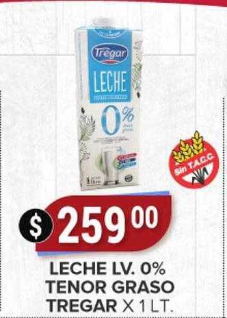 Supermercados Mayor Leche lv. 0% tenor graso tregar oferta