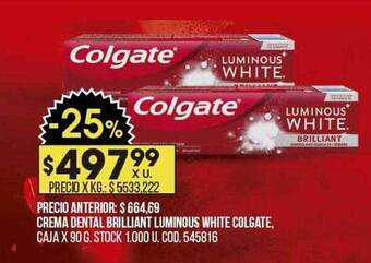 Coto Crema dental brilliant luminous white colgate oferta