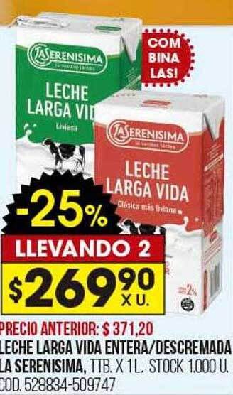 Coto Leche larga vida entera descremada la serenisima oferta