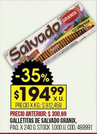 Coto Galletitas de salvado granix oferta