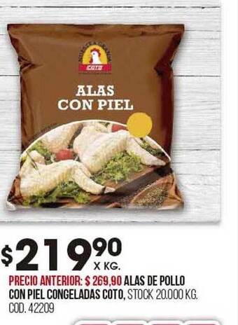 Coto Alas de pollo con piel congeladas coto oferta