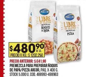 Coto Premezcla para preparar ñoquis de papa pizza arcor oferta