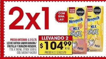 Coto Leche batida sabor banana frutilla y durazno nesquik oferta
