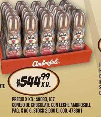 Coto Conejo de chocolate con leche ambrosoli oferta