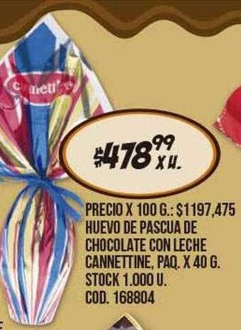 Coto Huevo de pascua de chocolate con leche cannettine oferta