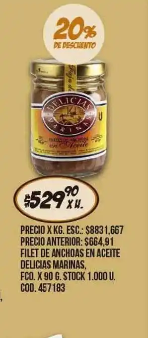 Coto Filet de anchoas en aceite delicias marinas oferta