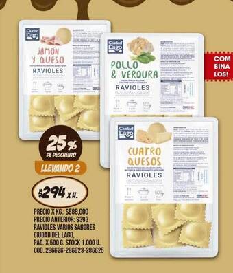 Coto Ravioles varios sabores ciudad del lago oferta