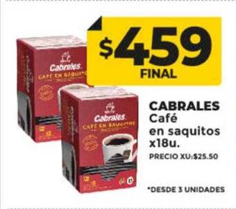 Supermayorista Vital Cabrales café en saquitos oferta