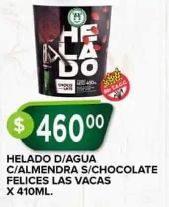 Helado D/Agua C/Alemendra S/Chocolate Felices Las Vacas x 410 ml