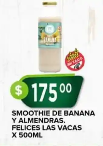 Supermercados Mayor Smoothie De Banana Y Almendras. Felices Las Vacas x 500 ml oferta