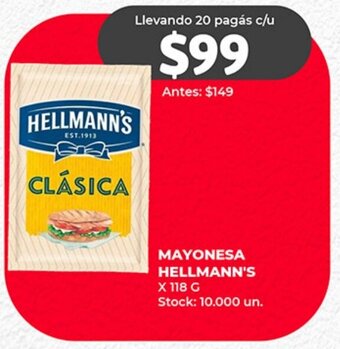 Supermercados Tadicor Mayonesa HELLMANN'S x 118g oferta