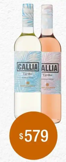 Supermercados Tadicor Bodegas CALLIA Tardío Blanco Dulce / Rosado Dulce oferta