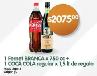 Supermercados Buenos Días 1 Fernet BRANCA x 750cc + 1 COCA-COLA Regular x 1.5lt oferta