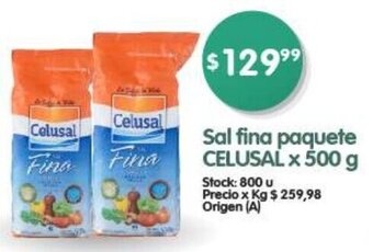Supermercados Buenos Días Sal Fina Paquete CELUSAL x 500g oferta
