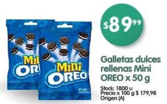 Supermercados Buenos Días Galletas Dulces Rellenas Mini OREO x 50g oferta