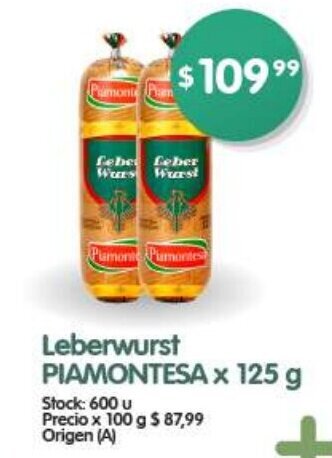 Supermercados Buenos Días Leberwurst PIAMONTESA x 125g oferta