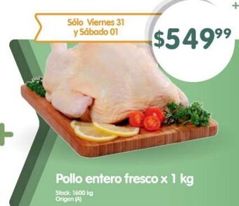 Supermercados Buenos Días Pollo Entero Fresco x 1kg oferta