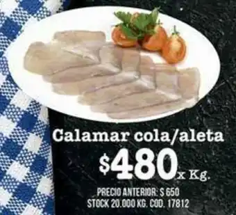 Coto Calamar Cola / Aleta x kg oferta