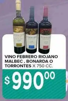 Vino febrero riojano malbec, bonarda o torrontes
