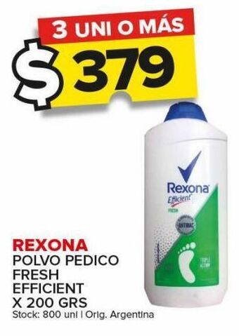 Carrefour Maxi Polvo pedico rexona fresh efficient 200g oferta
