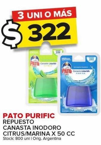 Carrefour Maxi Repuesto canasta inodoro pato purific citrus/marina x 50cc oferta