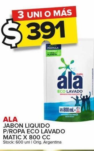 Carrefour Maxi Jabón líquido ala p/ropa ecolavado matic 800cc oferta