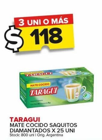 Carrefour Maxi Mate cocido taraguí saquito diamantado 25uni oferta