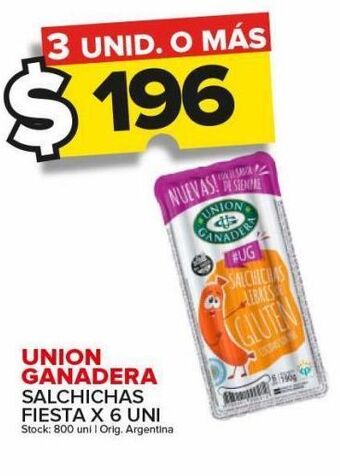 Carrefour Maxi Salchichas union ganadera fiesta x 6uni oferta